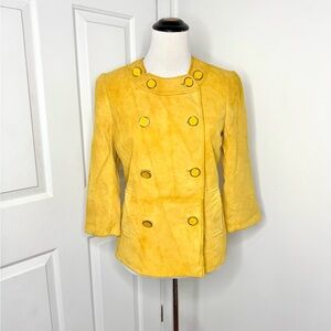 Tory Burch Buttery Suede Soft Leather Jacket YELLOW Sz 8 Lightweight 3/4 Sleeve